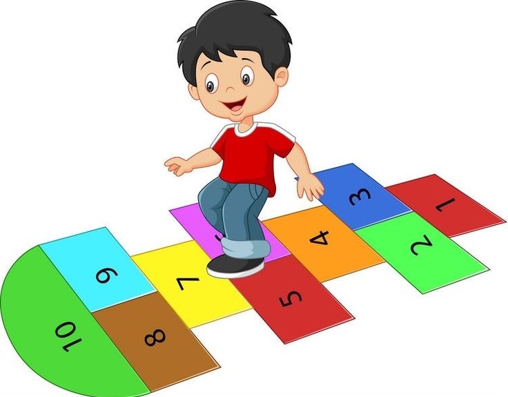 a boy playing hopo game with numbers on the floor stock photo - 95789