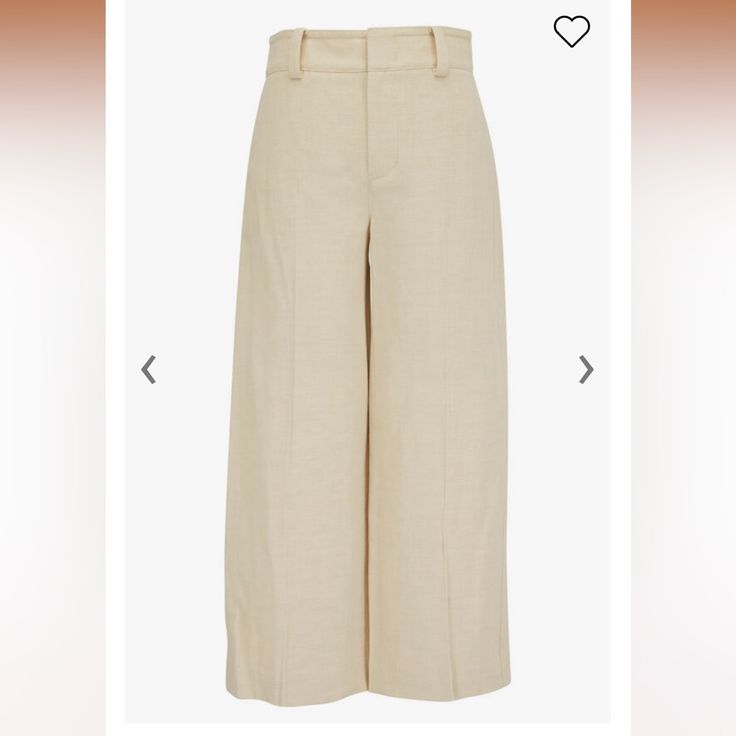 Vince Lemon Stone Cropped Casual Twill Pants Never Worn, With Tags. 65% Cotton, 35% Linen Zip Fly, Double Hook-And-Eye Closure With Button Tab. Back Patch Pockets Brand New!! Still In Plastic Garment Bag To Maintain Pristine Condition Size 10 Beige Wide Leg Culottes For Workwear, Beige Workwear Culottes With Pockets, Beige Culottes For Spring Workwear, Neutral Business Casual Bottoms With Pockets, Neutral Pants For Spring Workwear, Neutral Spring Workwear Pants, Beige Pants For Spring Workwear, Beige Linen Bottoms For Work, Beige Bottoms For Summer Workwear