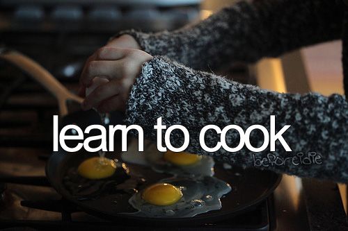 two people are preparing food on a plate with the words learn to cook above them