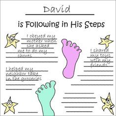 david is following in his steps worksheet for children to learn how to read