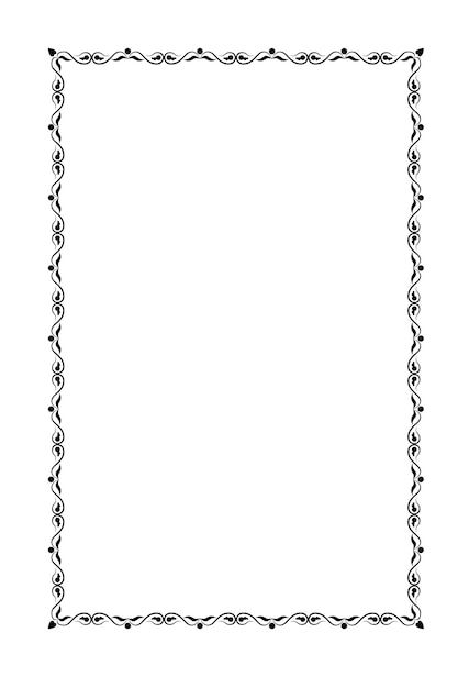 a black and white square frame with an ornate design on the bottom, it is blank for