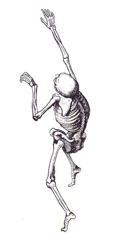 a drawing of a skeleton jumping in the air