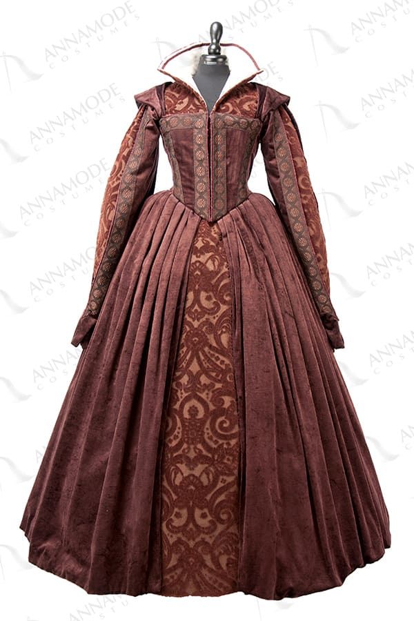 DRESS Woman 1570 - 1590 | ANNAMODECOSTUMES - since 1946 1500s Dress, 16th Century Dress, Elizabethan Gown, Elizabethan Fashion, Tudor Dress, Tudor Costumes, German Dress, Queen Dresses, 1800s Fashion