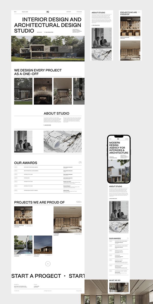 an image of the interior design and architectural design studio website templates on behance