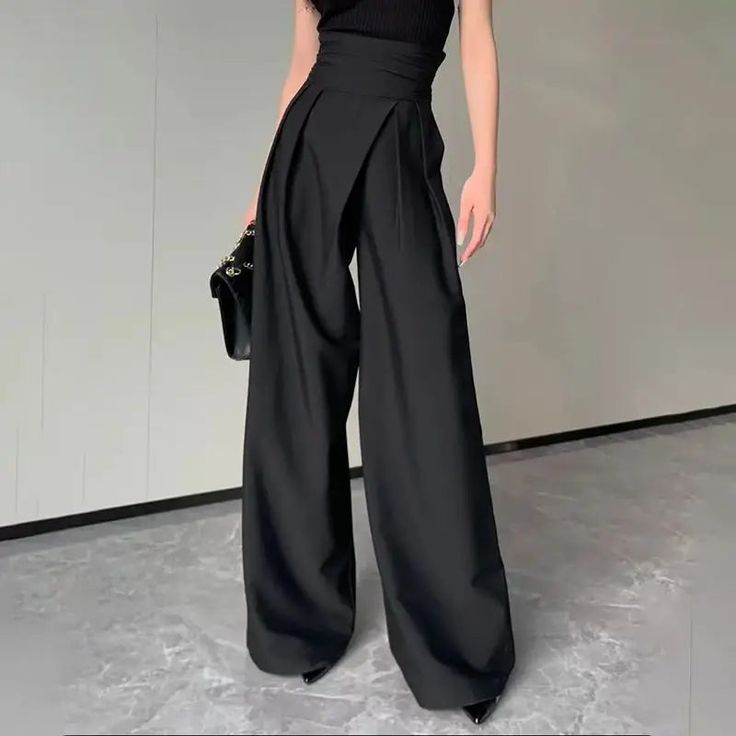 45862894239966|45862894272734|45862894305502|45862894371038 Vetements Shoes, Black Trousers Casual, Suit Pant, Black High Waist, Casual Black, Casual Trousers, Looks Style, Primavera Estate, Black Design