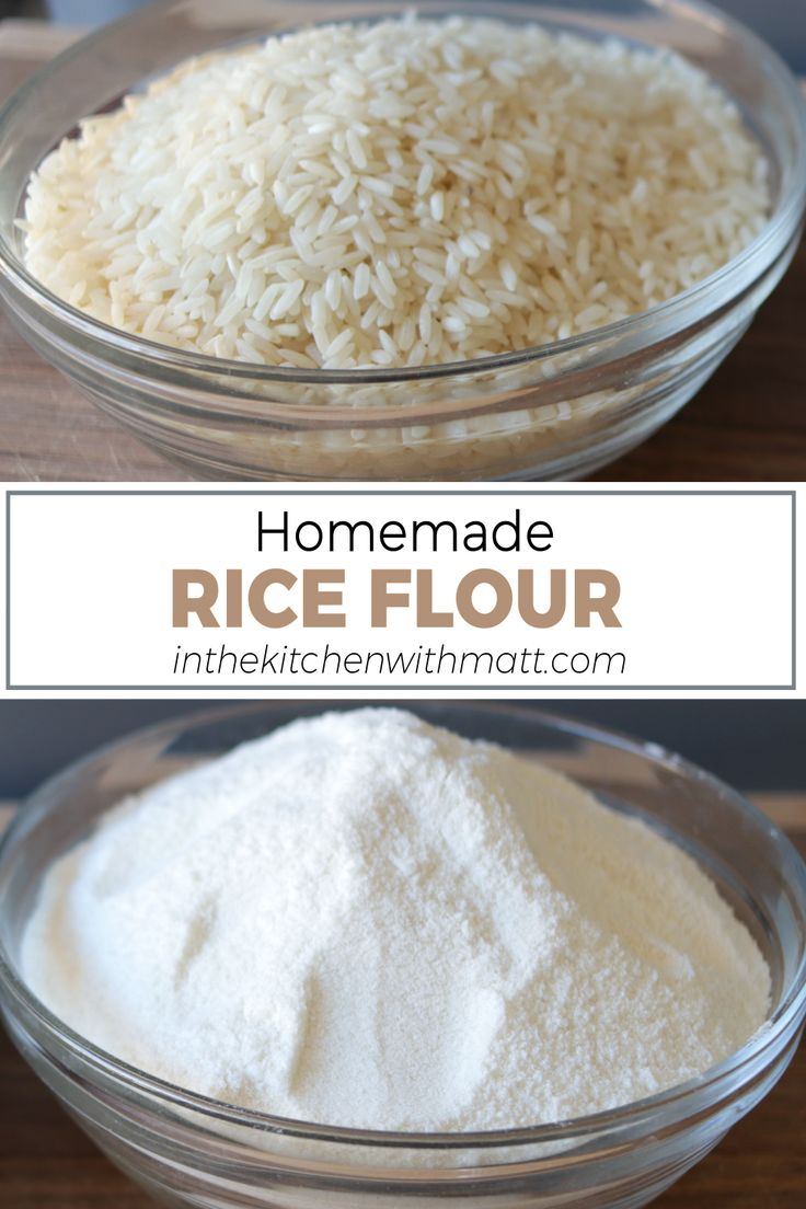 Bowl of rice and rice flour Rice Dough Recipe, Vegetable Flour Recipes, One Minute Rice Recipes, What To Make With Rice Flour, Rice Flower Recipes, How To Make Rice Powder, Cake With Rice Flour, Rice Flour Muffin Recipes, Homemade From Scratch Recipes