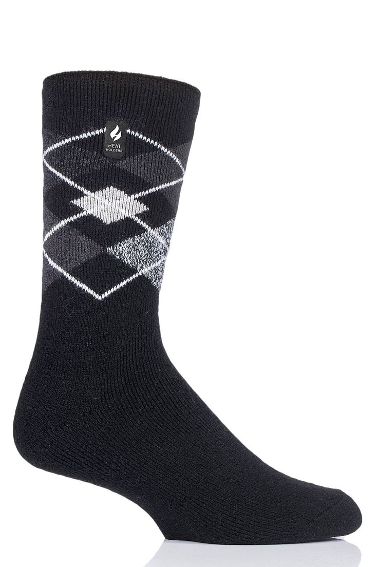 Heat Holders Men's Swift Lite Argyle Thermal Crew Sock Black Black Casual Outdoor Socks, Casual Black Socks For Outdoor, Winter Non-slip Black Socks, Black Outdoor Winter Socks, Black Winter Outdoor Socks, Non-slip Winter Socks For Outdoor, Non-slip Socks For Outdoor Winter Activities, Comfortable Black Socks For Outdoor, Durable Winter Socks