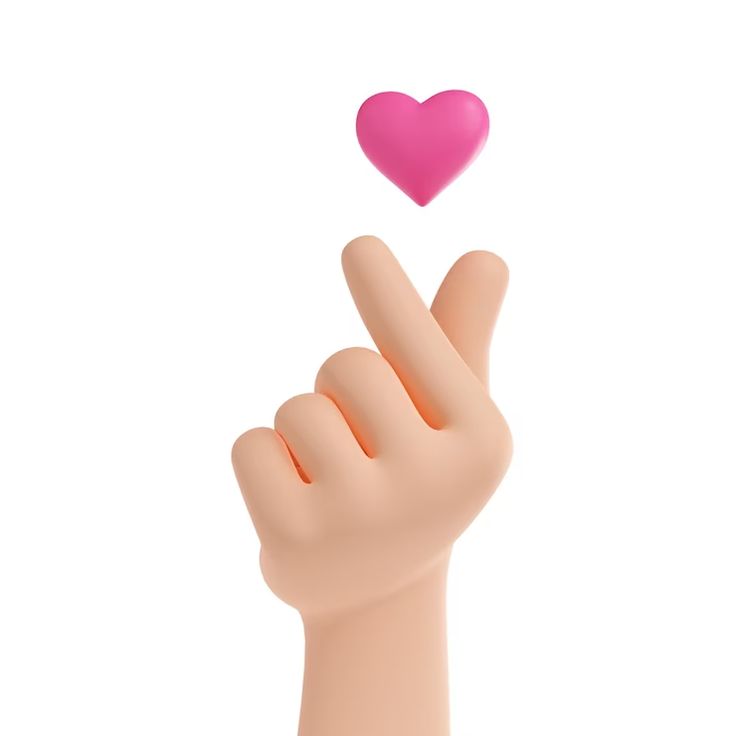 a hand with a pink heart on it is reaching up to the right side of the finger