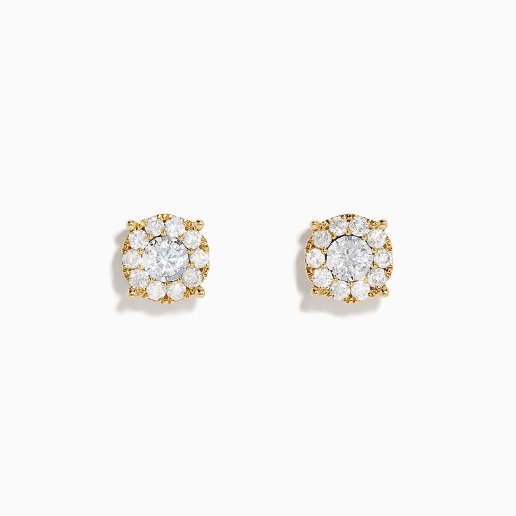 Effy 14K Two-Tone Gold Diamond Cluster Stud Earrings Effy Jewelry, Diamond Cluster, White Stone, Gold Yellow, Round Diamonds, Gold Diamond, Gold Metal, Two Tone, Stud Earrings