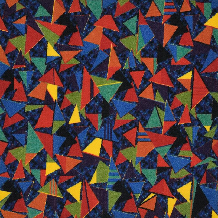 an abstract painting made up of many different colored shapes and sizes, including blue, red, green, yellow, orange