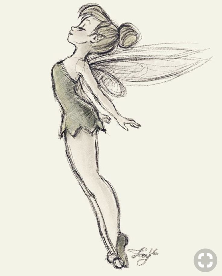 a drawing of a fairy with her wings spread