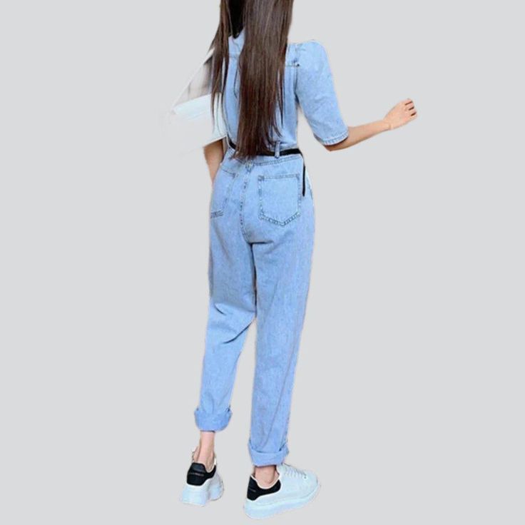 Introducing the 2023 Spring-Summer Collection's ultimate statement piece ââ‚?our short sleeve loose denim overall. 90s style! Crafted with edgy distressed pattern. a sleek slim fit. a zipper & button duo. and made with premium quality denim ââ‚?these overalls are the perfect blend of contemporary fashion and nostalgic grunge.Key Highlights: Grunge Galore: Inspired by the '90s grunge movement. these overalls exude an effortlessly cool attitude. Distinctive Distressed Pattern: Expertly crafted wea Casual Short Sleeve Relaxed Fit Jumpsuits And Rompers, Casual Short Sleeve Jumpsuits And Rompers With Relaxed Fit, Casual Jumpsuits And Rompers With Short Sleeve, Relaxed Fit, Casual Short Sleeve Jumpsuits And Rompers, Spring Light Wash Relaxed Fit Denim Jumpsuit, Light Wash Relaxed Fit Denim Jumpsuit For Spring, Relaxed Fit Light Wash Denim Jumpsuit For Spring, Relaxed Fit Short Sleeve Overalls With Pockets, Denim Blue Cotton Jumpsuit With Short Sleeves