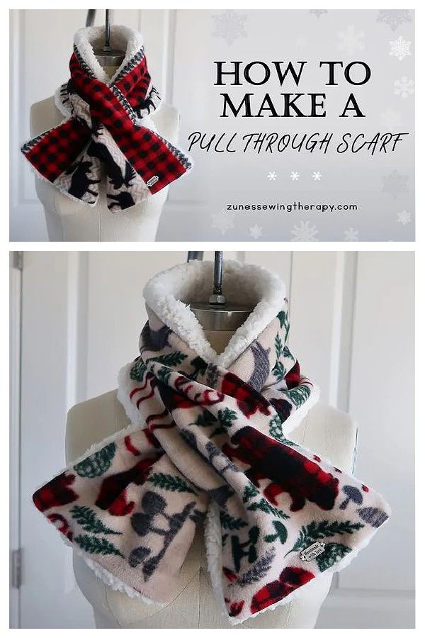 a scarf is shown with the words how to make a pull through scarf on it