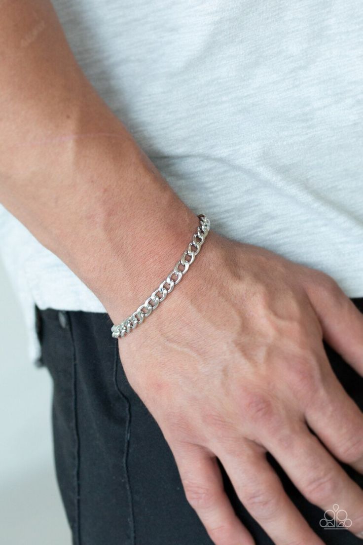 Paparazzi Bracelet ~ Halftime - Silver Classic Silver Chain Bracelet For Everyday, Classic Adjustable Silver Chain Charm Bracelet, Formal Silver Chain Bracelet With Adjustable Chain, Classic Silver Cable Chain Bracelet, Trendy Silver Jewelry With Extender, Adjustable Silver Chain Bracelet For Formal Occasions, Trendy Silver Chain Bracelet For Formal Occasions, Silver Cable Chain Metal Bracelets, Classic Adjustable Silver Chain Bracelet