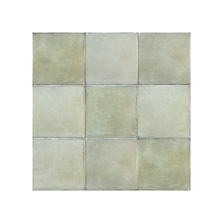 a white square tile with several squares on the bottom and one is light green, while the