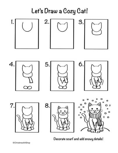 the instructions for how to draw a cat