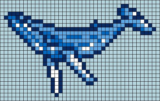 an image of a blue bird made out of pixellated pixels on a gray background