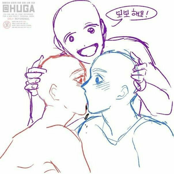 a drawing of two people with one person holding the other's head in front of him