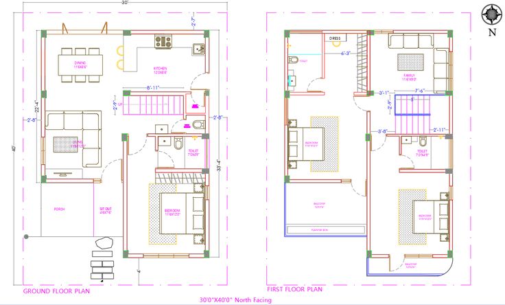 two story house plan with floor plans and measurements