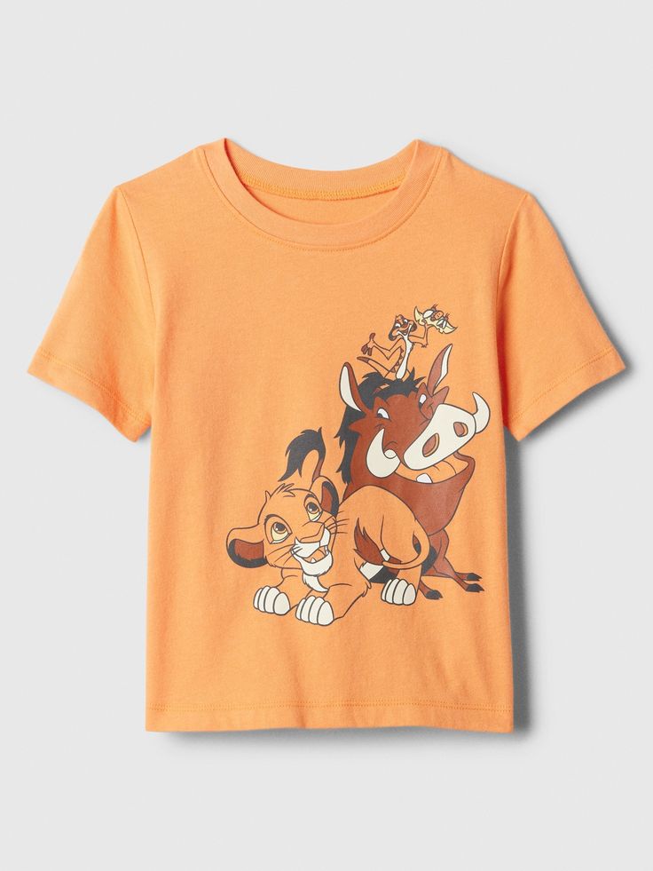 babyGap | Disney The Lion King Graphic T-Shirt | Gap Factory Graphic Tee With Character Print For Disney Fan Events, Disney Cotton Top With Graphic Print, Disney Short Sleeve Top With Graphic Print, Disney Fan Event Crew Neck T-shirt With Character Print, Disney Graphic Print Cotton Tops, Gap Graphic Print T-shirt, Disney Graphic Print Short Sleeve Top, Disney Graphic Print Crew Neck T-shirt, Disney Cotton T-shirt With Cartoon Print