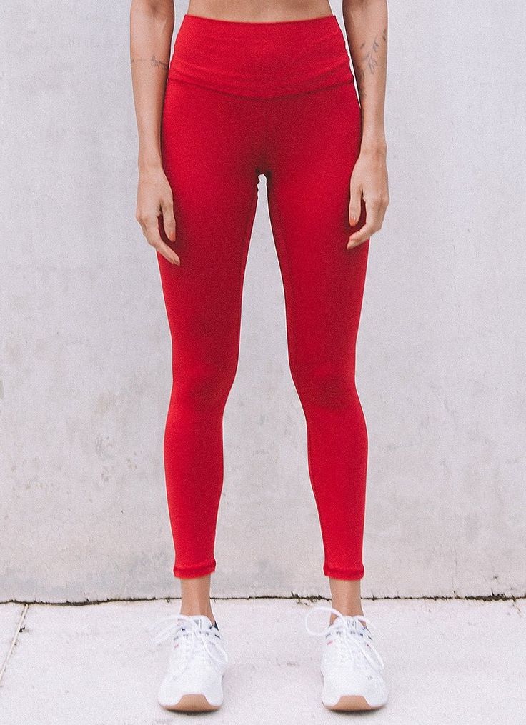 26" legging inseam High rise tummy control waistband Made with 4-way stretch material Lightweight, breathable and form-fitting Flat seams for comfort Key pocket inside waistband Length by size: SIZE 1: 26" inseam SIZE 1.5: 26" inseam SIZE 2: 26.5" inseam SIZE 3: 27" inseam Micro-elastic Go-dry Sporty Leggings, Solid Color Micro-elastic Moisture-wicking Yoga Pants, Red Full-length Sporty Leggings, Red 4-way Stretch Yoga Leggings, Micro-elastic Red Leggings For Yoga, Running Gear, Running Leggings, Running Women, High Rise