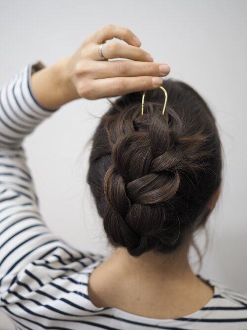 Hair Pin How-To Guide — Roake Studio Brass Hair Pin, Long Length Hair, Braid Out, Work Hairstyles, French Hair, Hair Slide, Hair Strand, Hair Pin, Free Hair