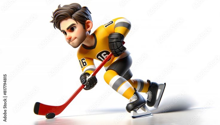 a cartoon character is playing ice hockey