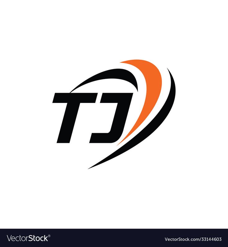 the letter tj with an orange and black color is shown in this logo design