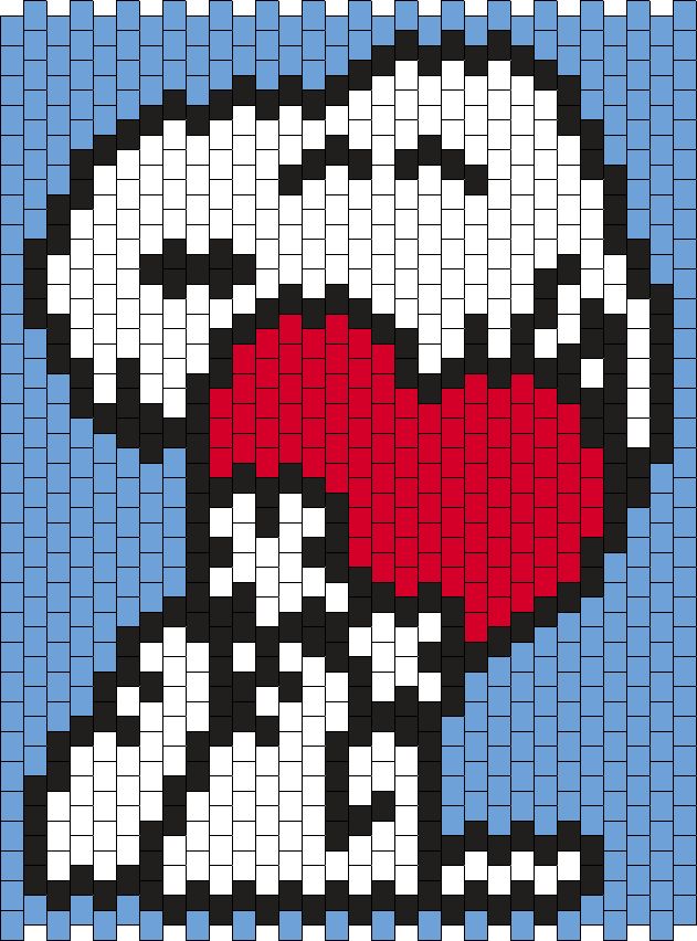 a cross stitch pattern with a red heart on it