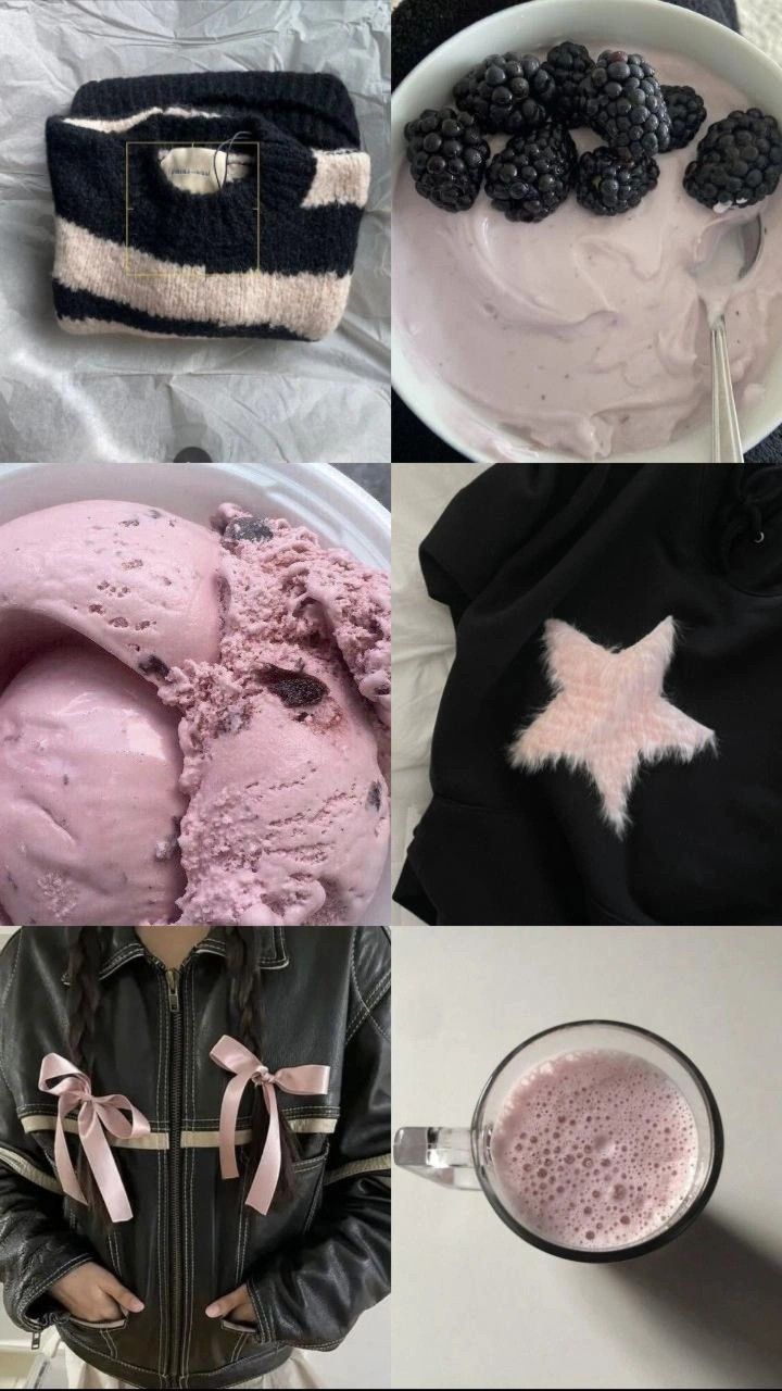 the collage shows several different pictures with ice cream and blackberries in their hands