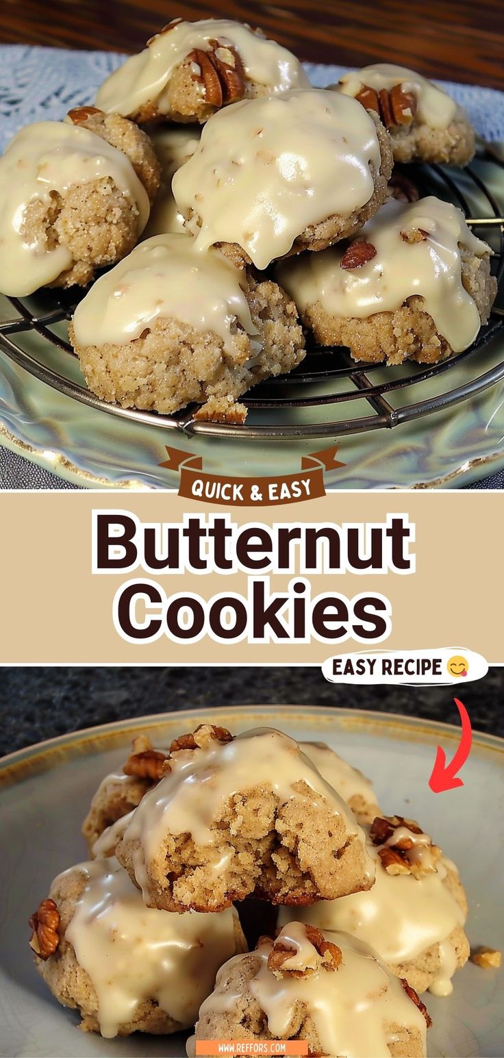 the recipe for butternut cookies is shown here