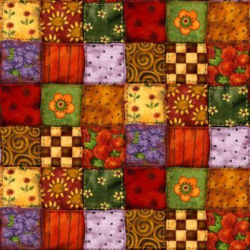 a colorful patchwork quilt with flowers on it