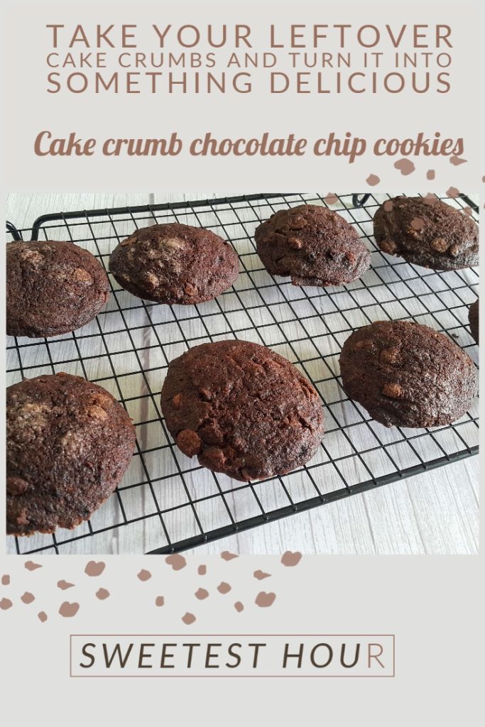 chocolate chip cookies on a cooling rack with the words, take your leftover something delicious