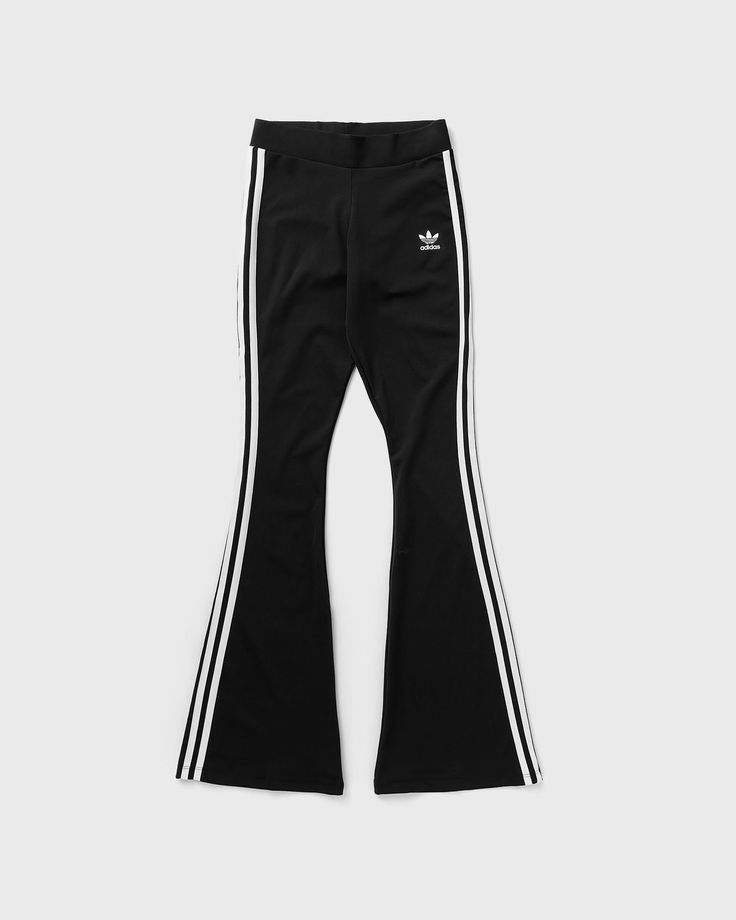 FLARED LEGGINGS Black Elastane Trousers, Black Tight Elastane Bottoms, Tight Black Elastane Bottoms, Black High Stretch Athleisure Bottoms, High Stretch Black Yoga Pants For Streetwear, High Stretch Black Elastane Bottoms, Black Full-length Athleisure Bottoms, Black High-waist Sporty Leggings, Tight Black Activewear For Fall