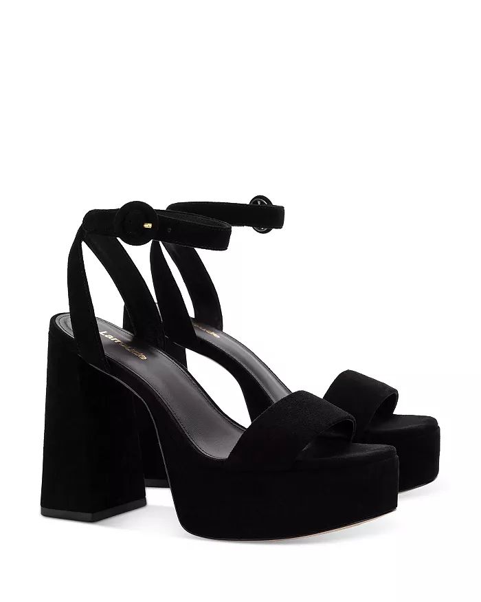 Larroudé - Women's Dolly High Heel Platform Sandals Cute Black Heels, High Heels For Prom, Trendy Heels, Shoes Outfit Fashion, Black Shoes Heels, Prom Heels, Black Platform Heels, High Heel Platform, Designer Prom Dresses