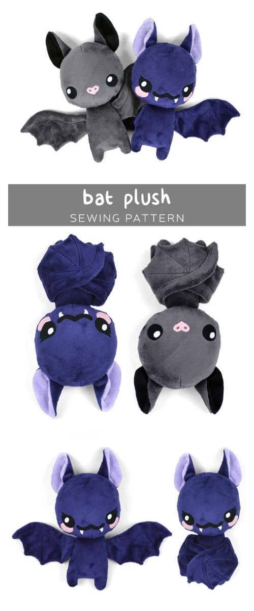 the bat plush sewing pattern is available for purchase