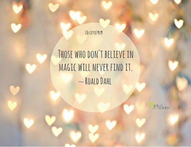 a white circle with hearts hanging from it and the quote those who don't believe in magic will never find it