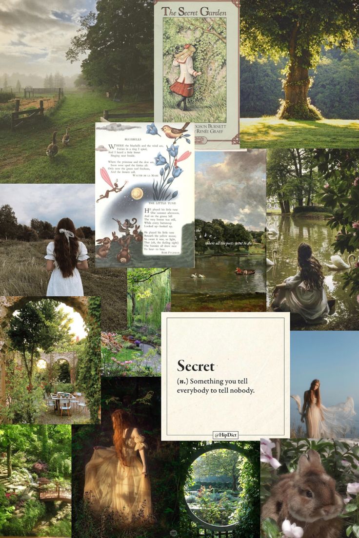 a collage of pictures with animals and trees in the background, including an image of a woman sitting on a bench