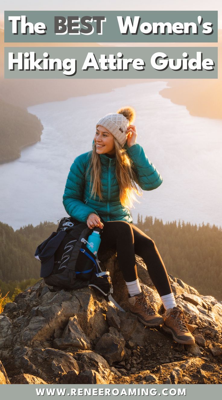 Woman hiking outdoors on a mountain. Linked to the best women's hiking attire guide. Best Hiking Shoes For Women, Spring Hiking Outfits, What To Wear Hiking, Hiking Shoes For Women, Hiking Attire, Lightweight Hiking Boots, Beginner Hiking, Hiking Girl, Hiking Clothes