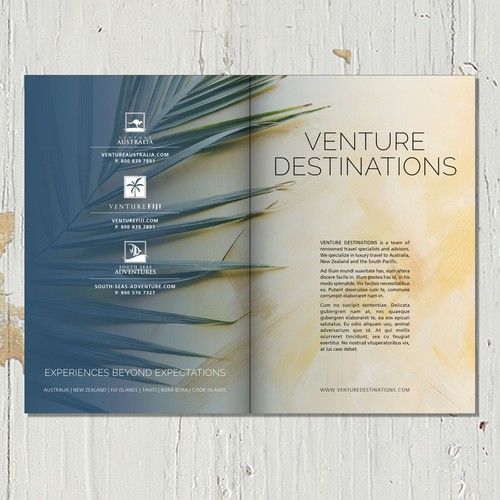 an open brochure with palm leaves on it