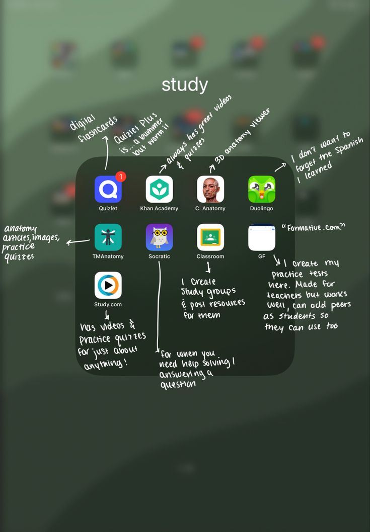 an iphone screen with the text study on it and icons in different languages, as well as