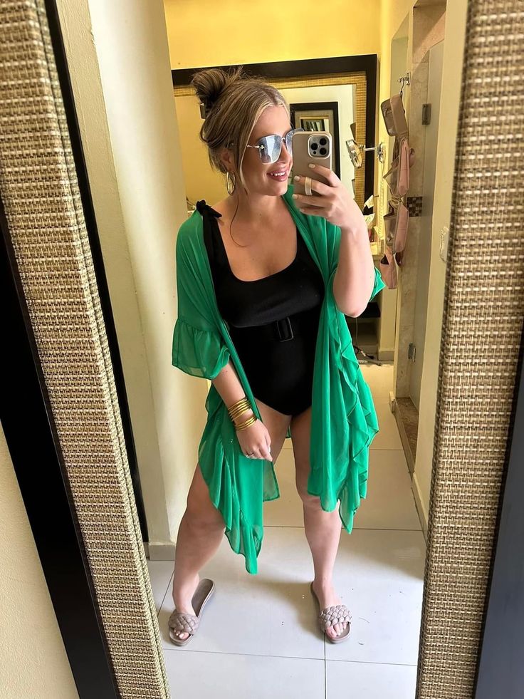 This item is available for local pick up from Magnolia, TX or select a shipping option and have it shipped directly to you. Spend over $99 and shipping is on me! The Delilah Ruffle Kimono is a versatile kimono that doubles as a stylish swim cover-up! It can also be dressed up or down for any occasion. Pair it with a tank top and jeans for a casual look or wear it over a dress. It’s an open front style, a lightweight fabric, and a ruffle side. The loose and flowing silhouette ensures comfort and Green Cover-up For Day Out, Green Wrap Cover-up For Summer, Green Summer Wrap Cover-up, Green Wrap Summer Cover-up, Summer Green Wrap Cover-up, Summer Green Open Front Kimono, Green Open Front Cover-up For Beach Season, Green Open Front Summer Cover-up, Green Open Front Summer Kimono