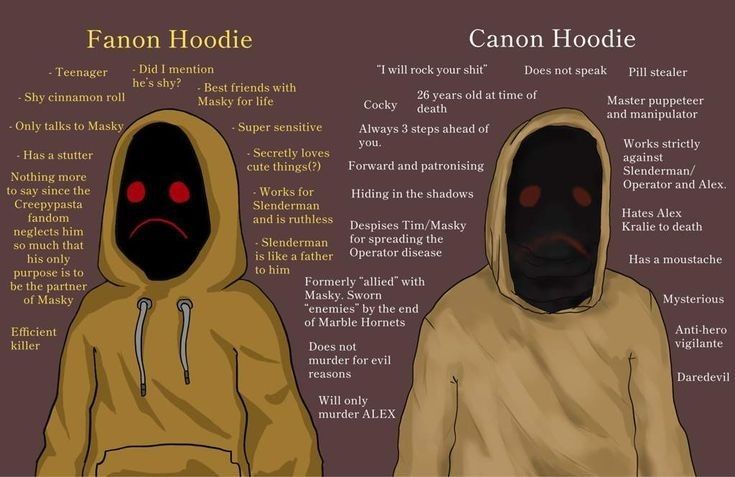 two people wearing hoodies with the words canon houdie and demon hoodie