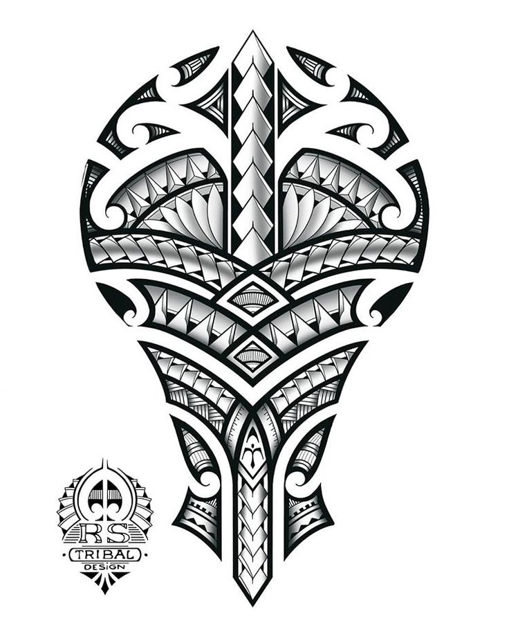 an intricate tattoo design in black and white