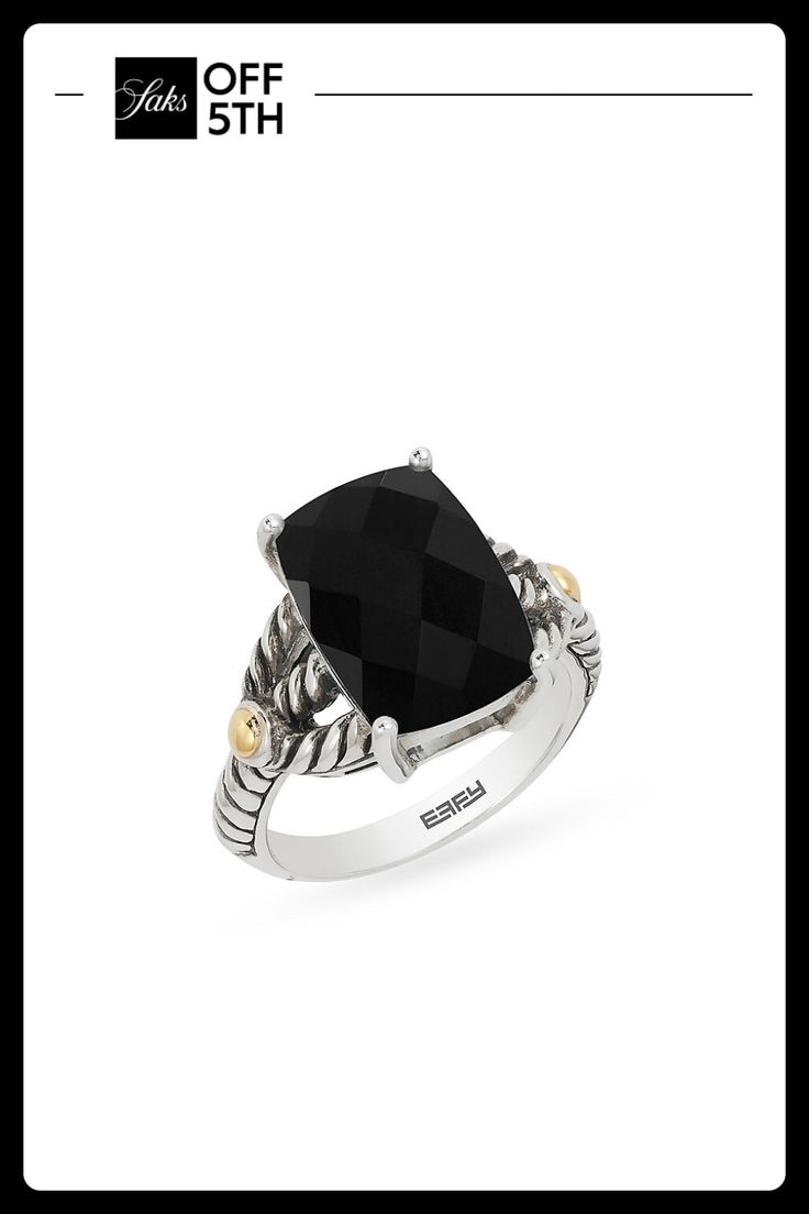 Black Onyx, 6.85 Tcw 18k Goldplated Sterling Silver & Sterling Silver Made In Usa Size Width, About 0.55'' Diameter, About 0.77'' Please Note: Warranty Services Are Provided Exclusively By Effy, Saks Off 5th Is Not Responsible For These Services And Any Related Inquiries Or Claims Should Be Directed To Effy At So5repairs@effygroup.com Click Here For. Center Core - Jewelry Trunk > Saks Off 5th. Effy. Size: 7. Black Rings With Gemstone Accents, Fine Jewelry With Black Gemstone Accents, Elegant Black Rings With Gemstone Accents, Luxury Black Jewelry With Gemstone Accents, Luxury Onyx Jewelry For Formal Occasions, Luxury Hallmarked Onyx Rings, Formal Black Rings With Gemstone Accents, Classic Oval Black Spinel Jewelry, Designer Adjustable Black Jewelry