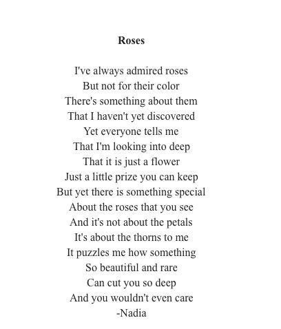 the poem roses is written in black and white