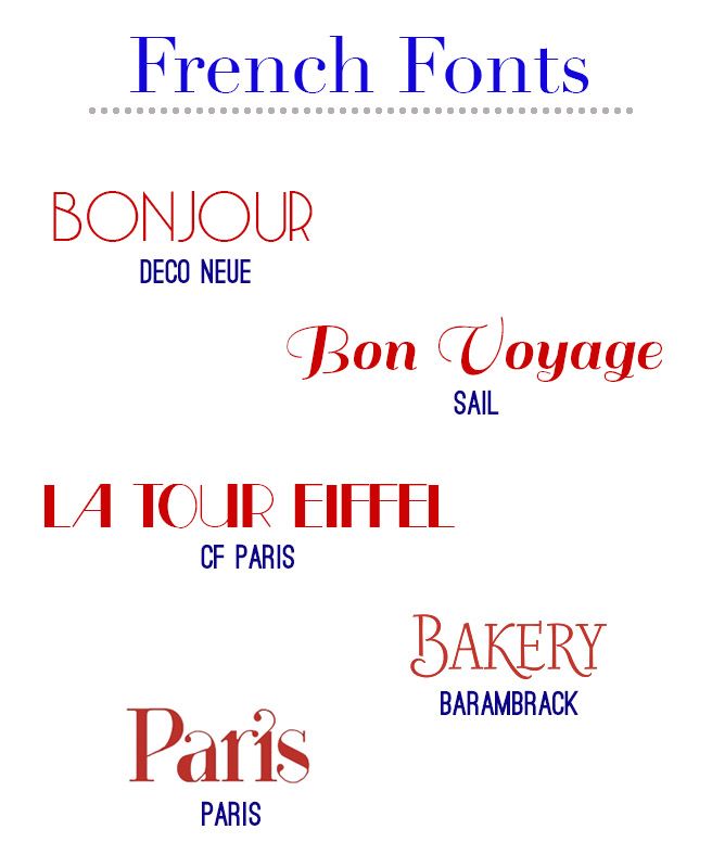 four different font styles are shown in red, white and blue