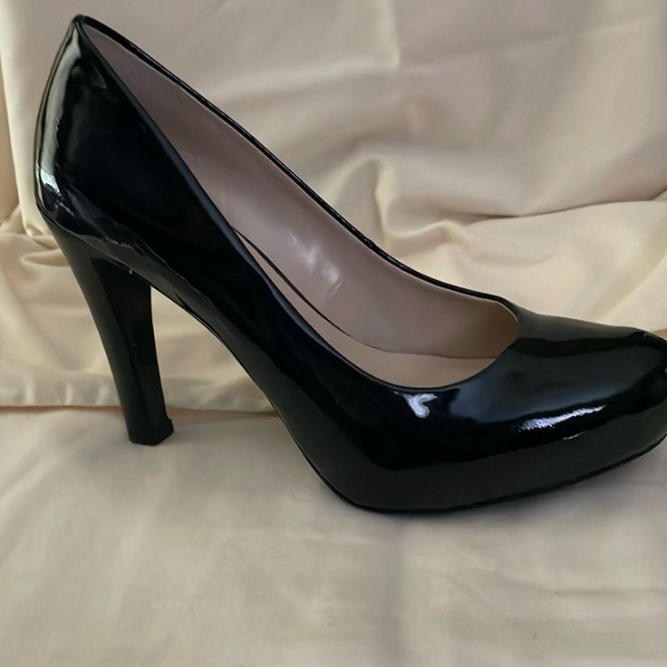 These Were Only Gently Worn Once So They Look Brand New. Great Shoes For Work Or Play! Size 5.5 M. Black Patent Leather Closed Toe Heels, Black Round Toe Heels For Office, Black Patent Leather Round Toe Heels, Black Patent Leather Heels With Round Toe, Black Heels With 4-inch Heel And Round Toe, Black Platform Court Shoes For Office, Black Classic Patent Leather Heels, Evening Leather Platform Court Shoes, Black Round Toe Heels For Work