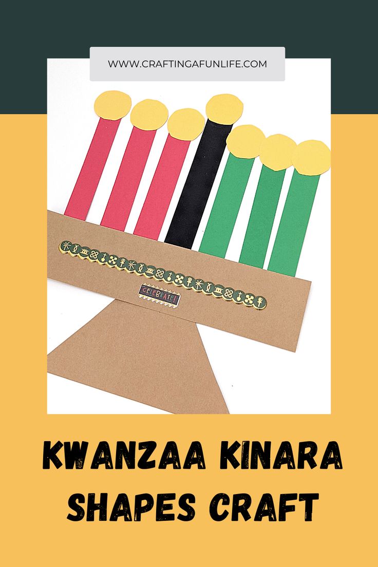 the kwanzaa kinara shapes craft is made with construction paper and colored pencils