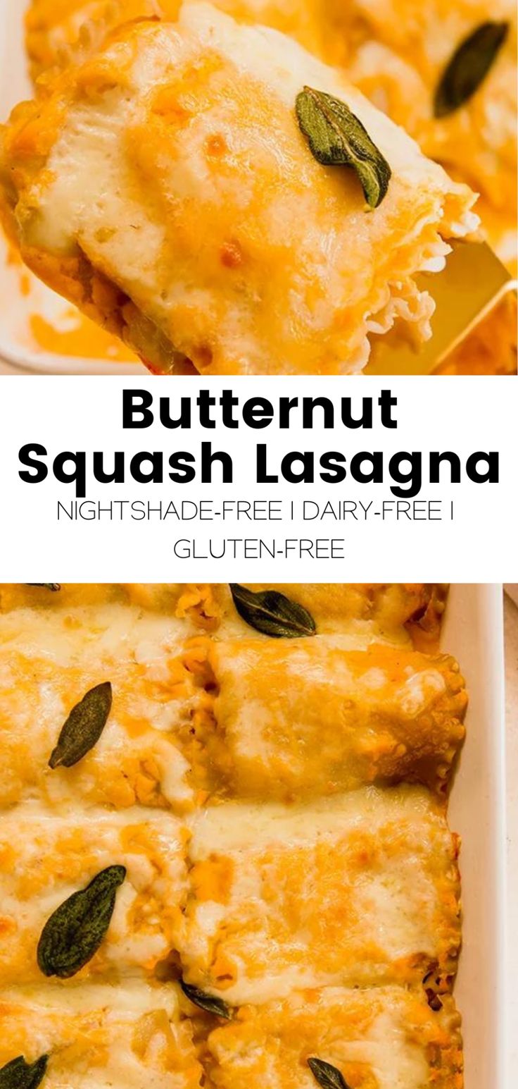 butternut squash lasagna with cheese and sage